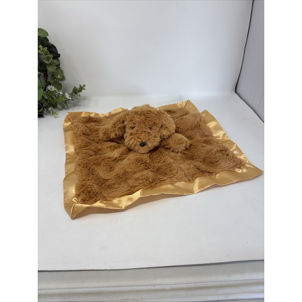 Cloud Island Brown Golden‎ Doodle Puppy Dog Security Blanket Satin Lovey 14"